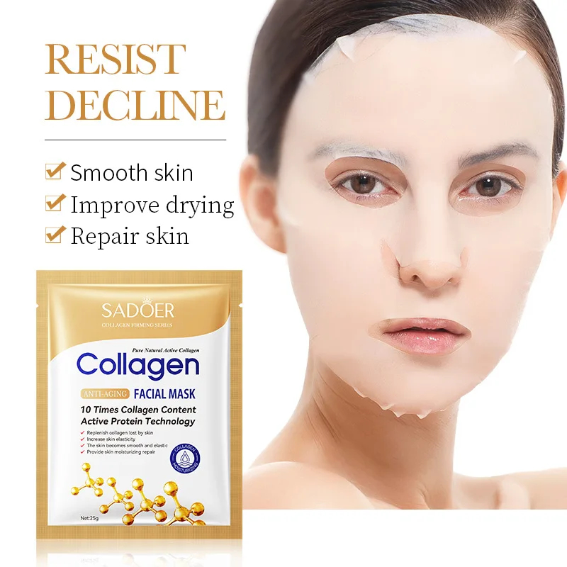 Sheet Mask Collagen - 50/30/20/10 個 SADOER コラーゲンフェイスマスク引き締め保湿修復美白スキンケアフェイスシートマスクフェイシャルマスクスキンケア