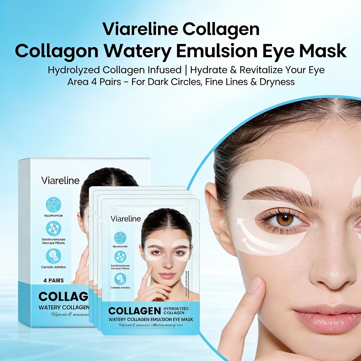 Sheet Mask Collagen - コラーゲンアイパッチ 小じわやくまを軽減 保湿してハリを保つ 柔らかく滑らかな目元の肌を維持する アイケア