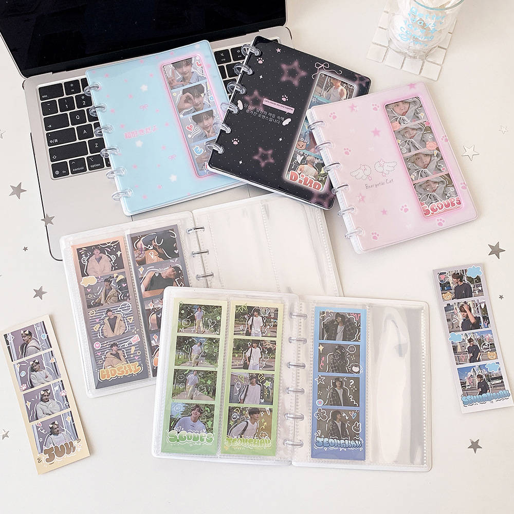 Korean Lifestyle Book - エンジェルシリーズ ライフ 4カットフォトホルダー カワイイガールズアイドル フォトカードコレクトブック 取り外し可能なルーズリーフ収納アルバム