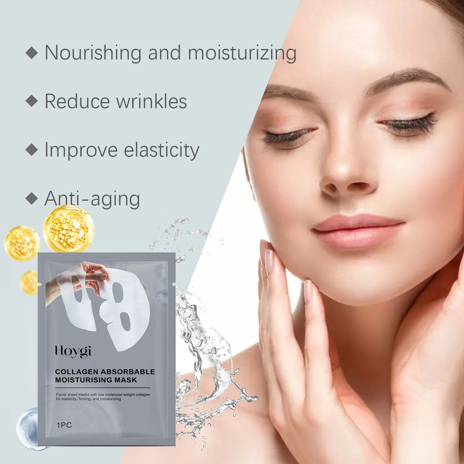 Sheet Mask Collagen - コラーゲンパッチフェイシャルマスク 保湿と潤いを与える オイルコントロール 毛穴縮小 小じわを薄くする スムーズでハリのあるシートマスク
