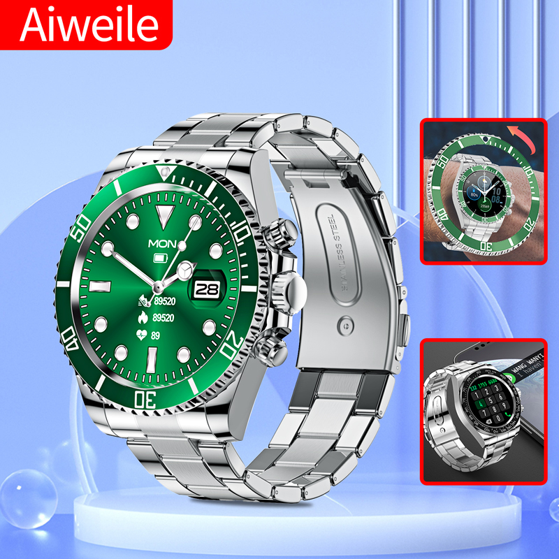 Korean Men Lifestyle - Aiweile AW12 新スタイルの高級スマートウォッチダイヤル応答通話男性用防水スポーツデジタルビジネス腕時計ギフト用