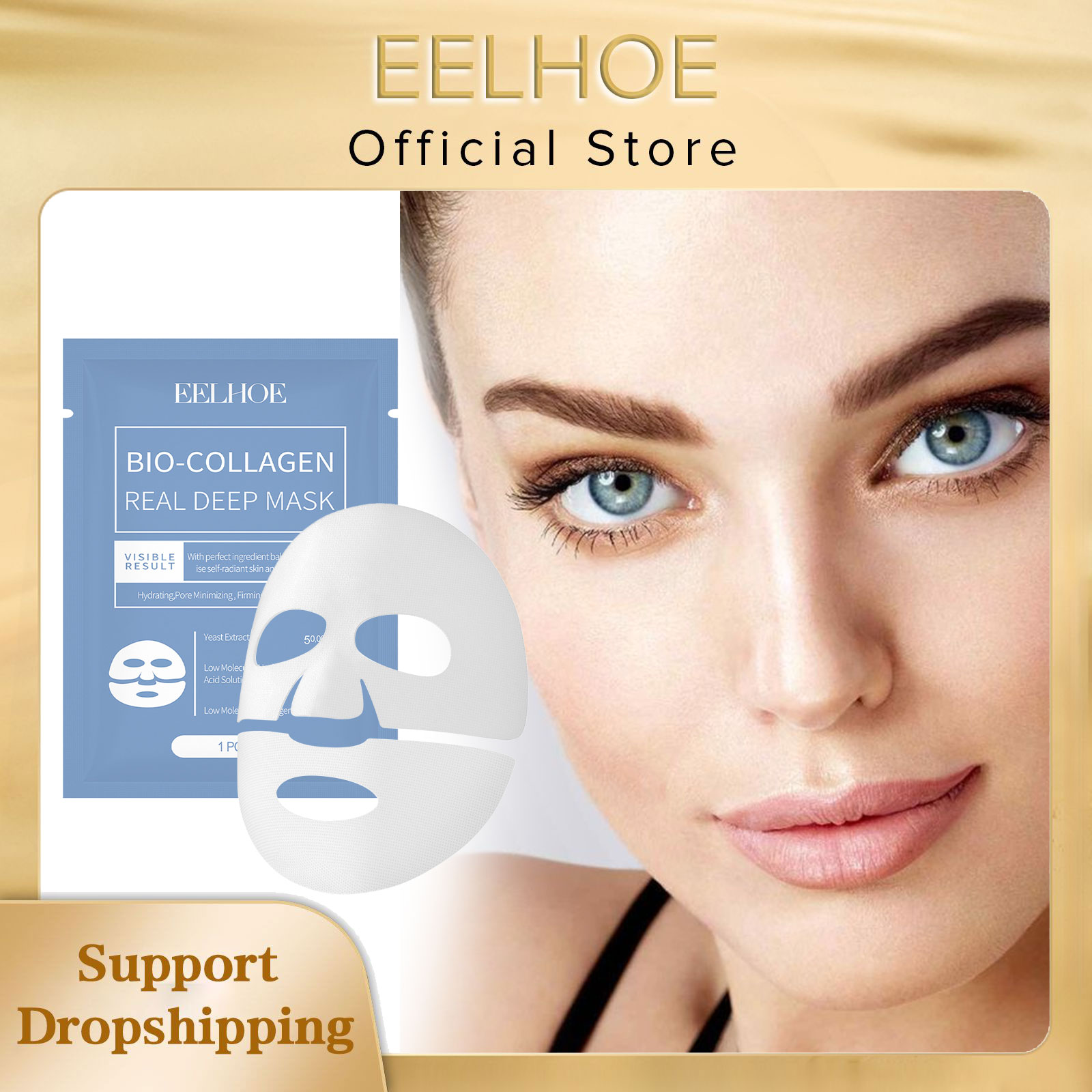 Sheet Mask Collagen - Eelhoe-bioコラーゲンフェイスマスク、肌の保湿、睡眠の修復、毛穴の縮小、プロの顔の保湿剤、シート