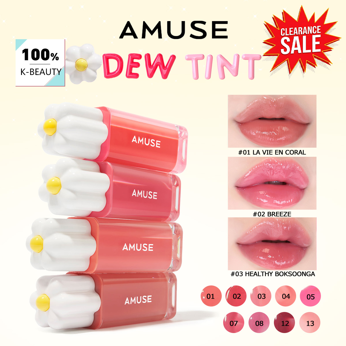 Lip Tint Korean - 【クリアランスセール】AMUSE DEW TINT、デューイ/ウォータリーな質感、軽量＆べたつかない、リップグロス＆保湿、韓国コスメ、韓国メイク