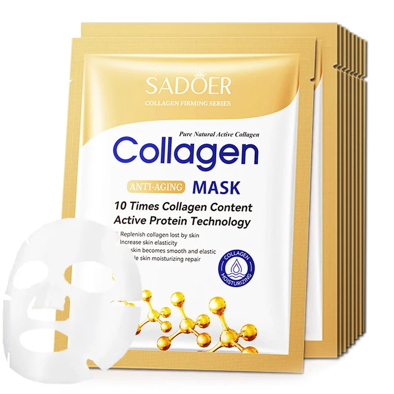 Sheet Mask Collagen - 10枚入り アンチエイジング コラーゲン フェイスシートマスク - 保湿・修復・美白