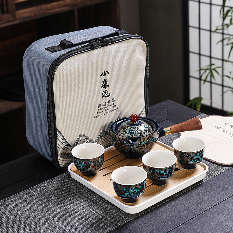 Korean Tea Set - 中国のカンフーティーセット,砂のセラミックティーセット,旅行カンフーティーセット,磁器の紫色の土鍋,ギフト,セラミックティーセット