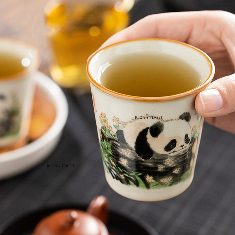 1個 中国伝統汝窯陶器茶碗 手作り 可愛いパンダ茶碗 家庭用 - Korean Tea Set のレビューと価格