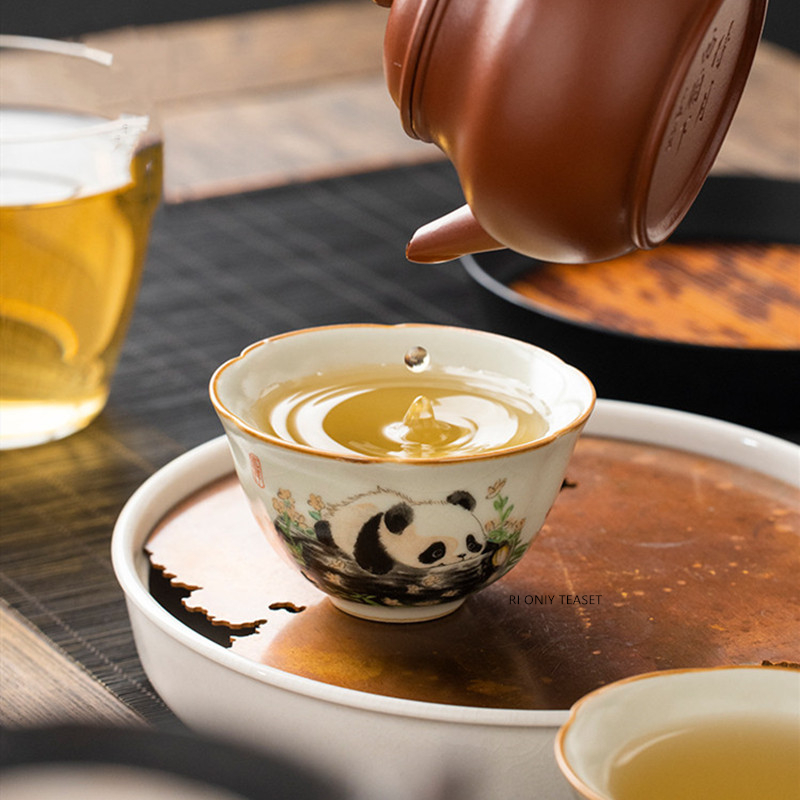 1個 中国伝統汝窯陶器茶碗 手作り 可愛いパンダ茶碗 家庭用 - Korean Tea Set のレビューと価格