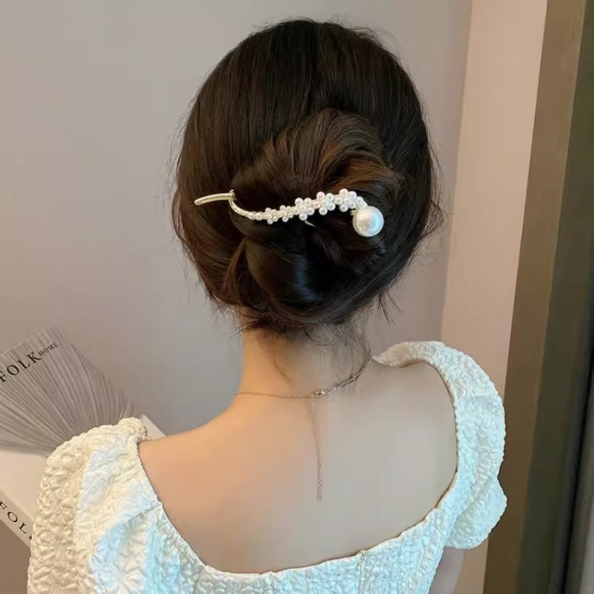 エレガントなグリッターパールヘアクリップ レディース トレン - Korean Daily Lifestyle のレビューと価格