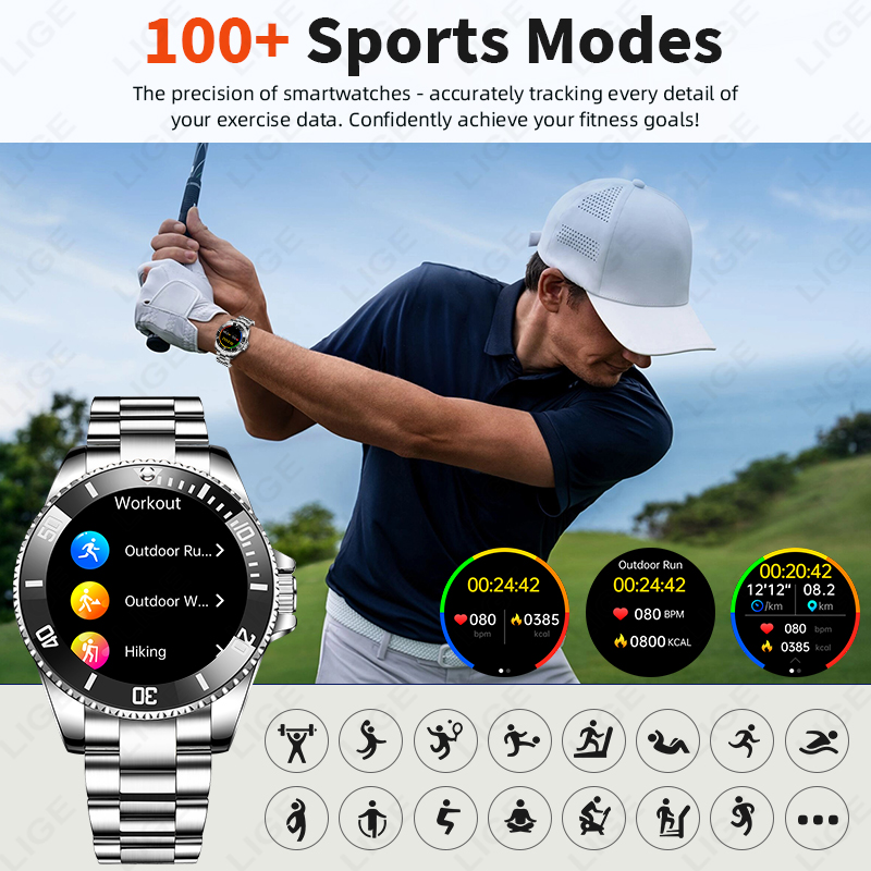 LIGE新型高級スマートウォッチ、ギフトに最適、ダイヤルで通 - Korean Men Lifestyle のレビューと価格