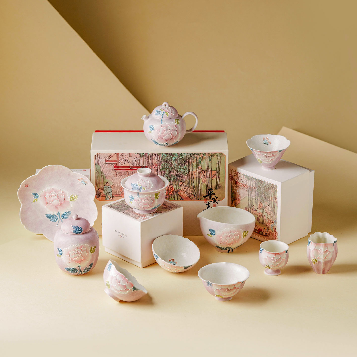 手描きのヴィンテージ牡丹蝶絵入り、精巧な贈り物、中国伝統磁器 - Korean Tea Set のレビューと価格