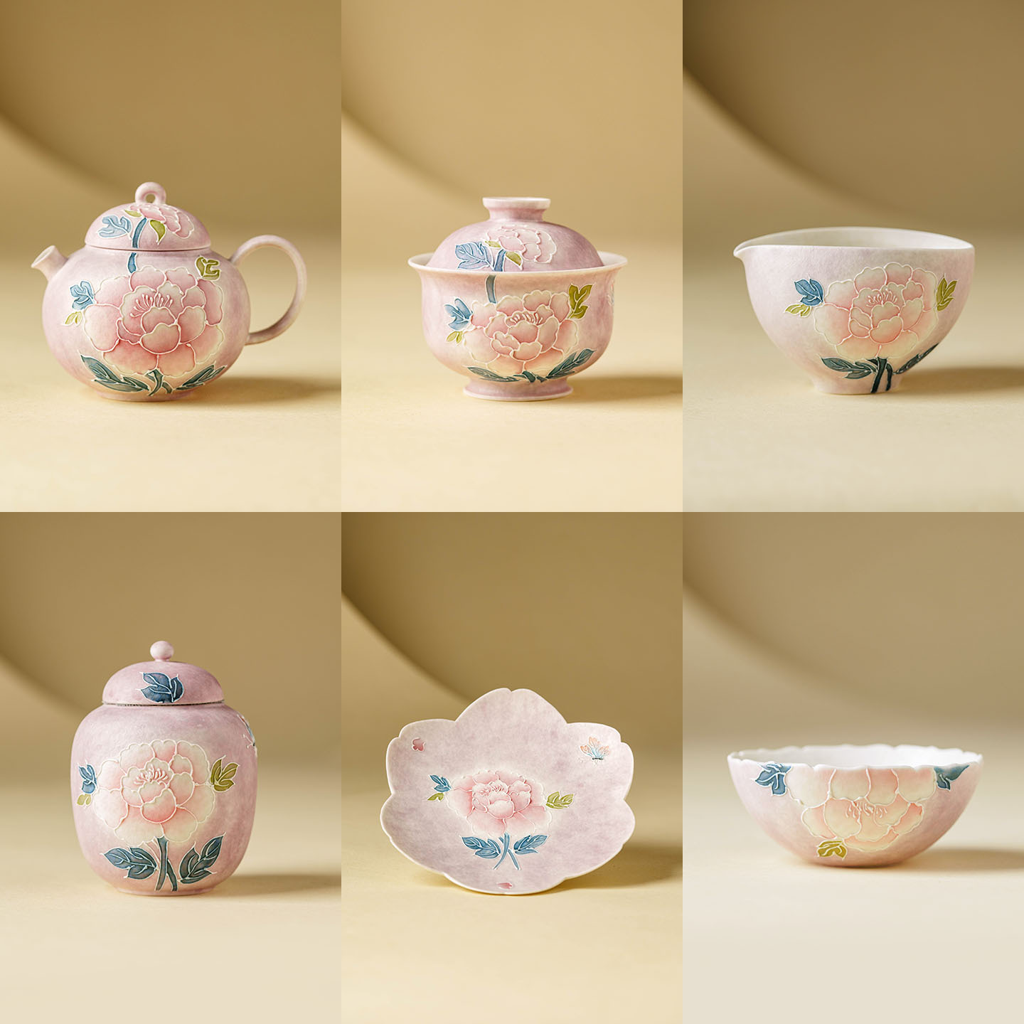 手描きのヴィンテージ牡丹蝶絵入り、精巧な贈り物、中国伝統磁器 - Korean Tea Set のレビューと価格