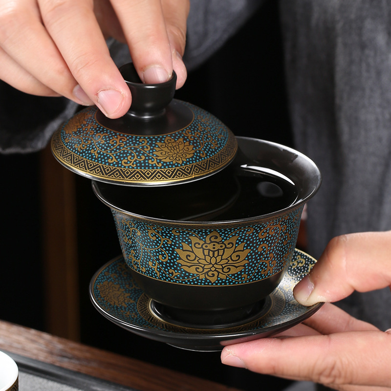 クラシックなチャイニーズティーカップ,ゲイワンブラッククレイ - Korean Tea Set のレビューと価格