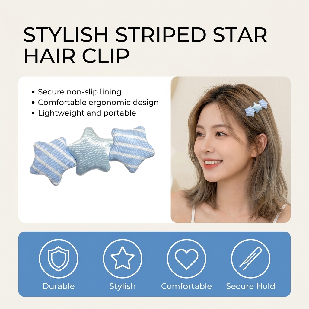 かわいい星型のヘアクリップ女性のための韓国スタイル生地五芒星 - Korean Daily Lifestyle のレビューと価格