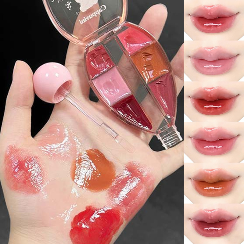 6 色ミラーリップグロスパレット保湿ゼリーリップグレーズ長持 - Lip Tint Korean のレビューと価格
