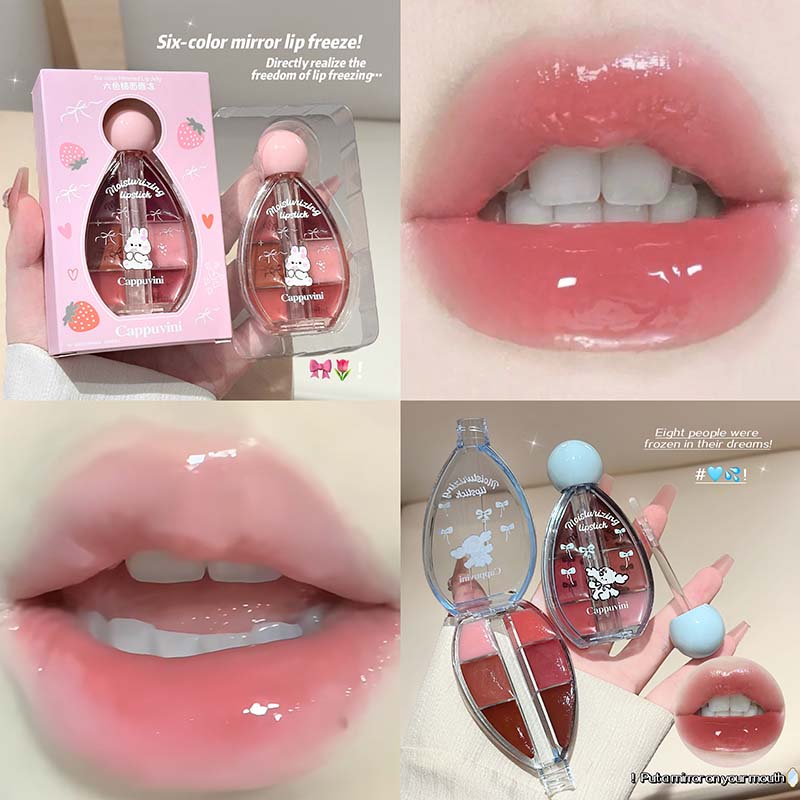 6 色ミラーリップグロスパレット保湿ゼリーリップグレーズ長持 - Lip Tint Korean のレビューと価格