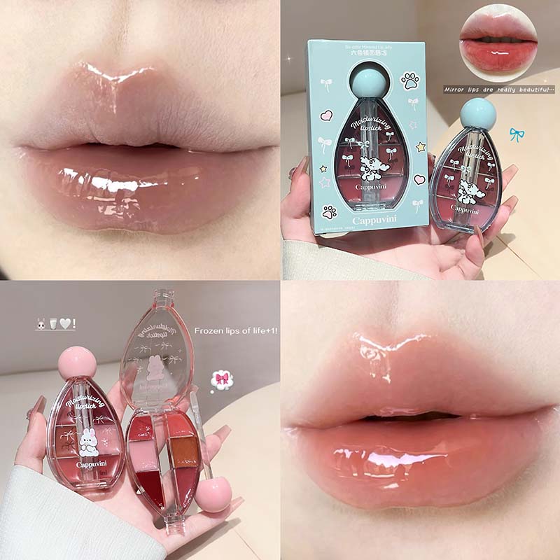 6 色ミラーリップグロスパレット保湿ゼリーリップグレーズ長持 - Lip Tint Korean のレビューと価格