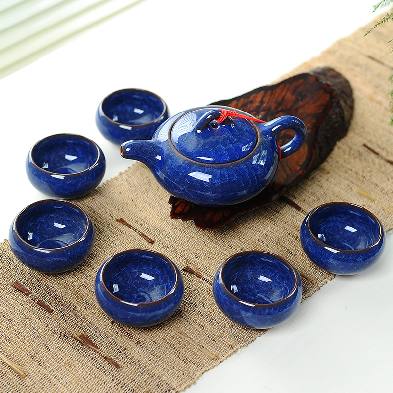 7 個セラミックティーセット氷割れ釉セラミックカンフーティー - Korean Tea Set のレビューと価格