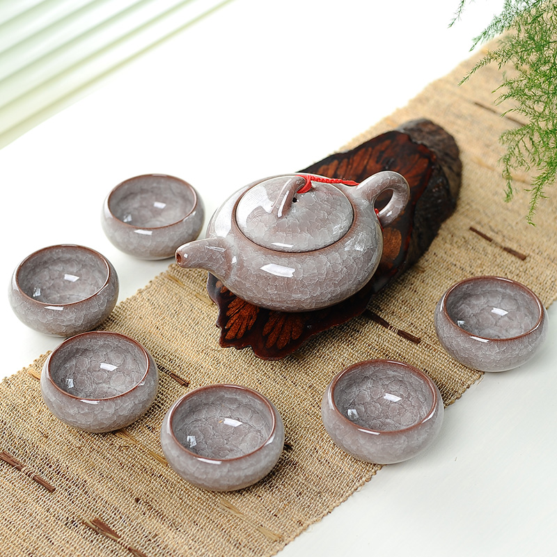 7 個セラミックティーセット氷割れ釉セラミックカンフーティー - Korean Tea Set のレビューと価格