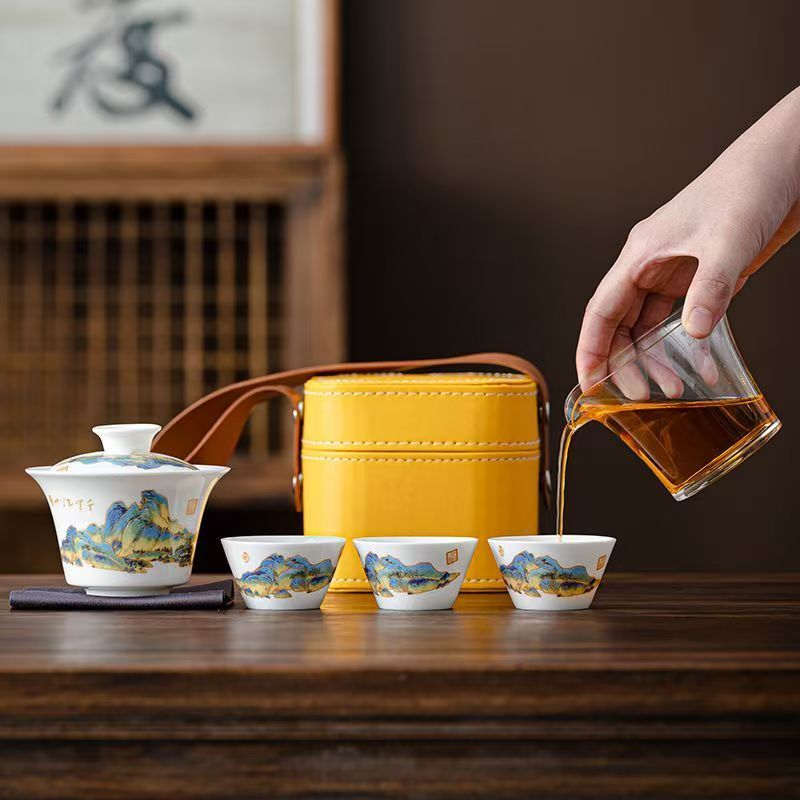 トラベルジェイドホワイト磁器茶器セット、功夫茶器、茶醸造用ケ - Korean Tea Set のレビューと価格