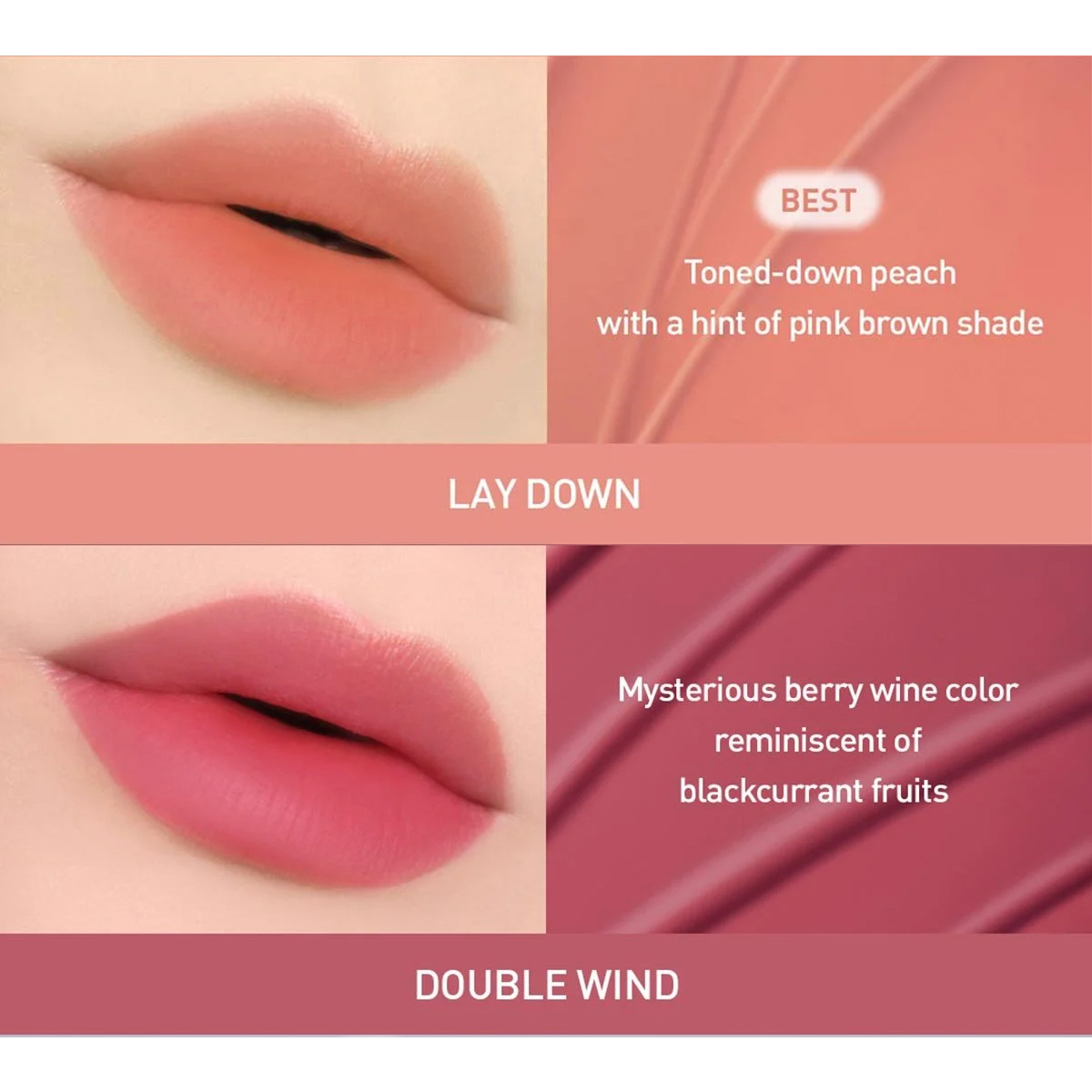 3CE BLUR WATER TINT、重ね塗り可能なカラー - Lip Tint Korean のレビューと価格